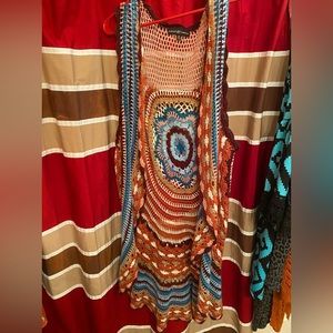 Crochet type vest - long, size 3x